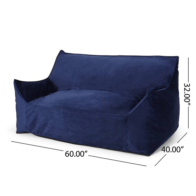 2 Seater sized Bean Bag Chair with Armrests - Blue Solid
