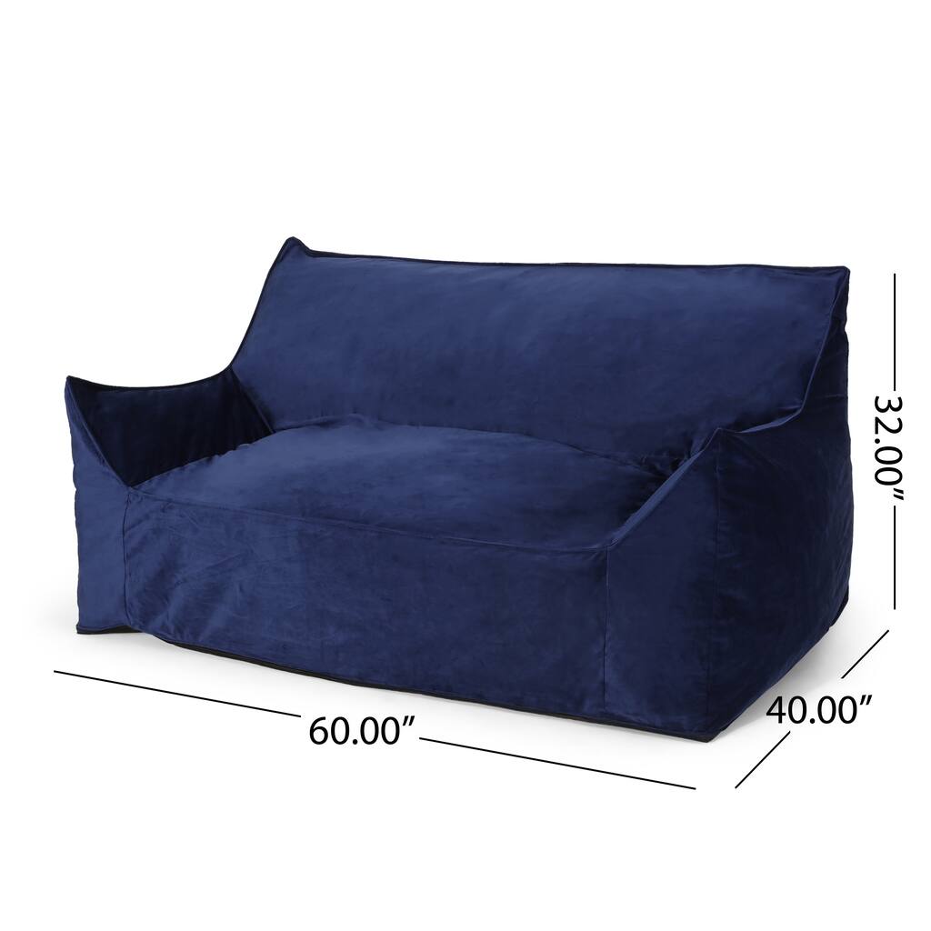 Velveteen 2 Seater Oversized Bean Bag Chair with Armrests