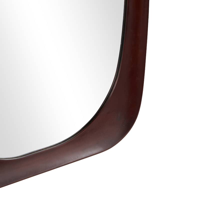 Wood Oval Wall Mirror - Dark Brown or Brown - Roche River Decor