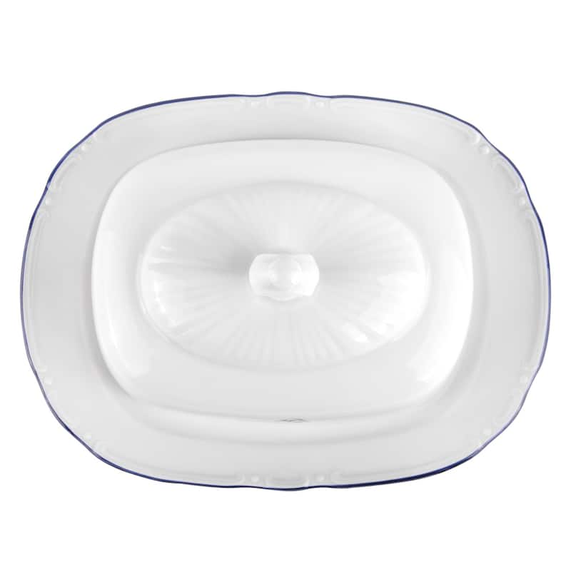 Goose Family White Porcelain Butter Dish - N/A