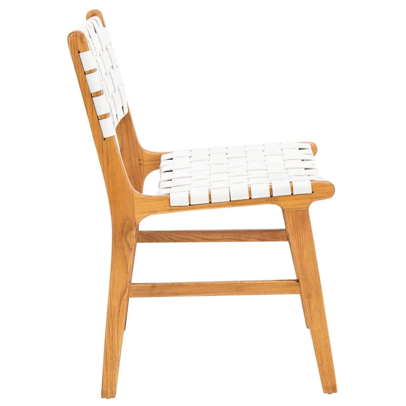 SAFAVIEH Hildred Woven Leather Dining Chair - Cognac / Natural - 20Wx22Dx33H