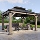 preview thumbnail 45 of 62, Aoxun Outdoor Cedar Wood Gazebo with Double Hardtop Roof