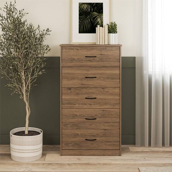 Classic 5 Drawer Dresser, Black Oak - Bed Bath & Beyond - 37998364