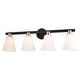 preview thumbnail 8 of 13, Vermont Matte Black and Satin Nickel Bathroom Vanity Lighting Fixture, Etched White Glass Shade, Dimmable, LED Compatible Wall