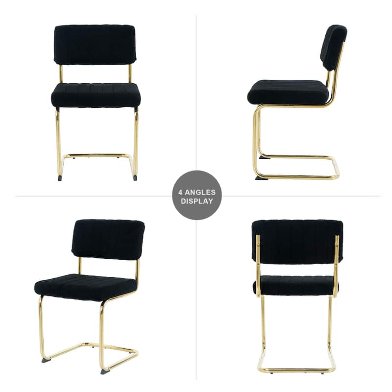 Dining Chairs Set of 2, Black Fabric Upholstered Dining Chairs, Light Luxury Restaurants Side Chairs, Office Conference Chairs