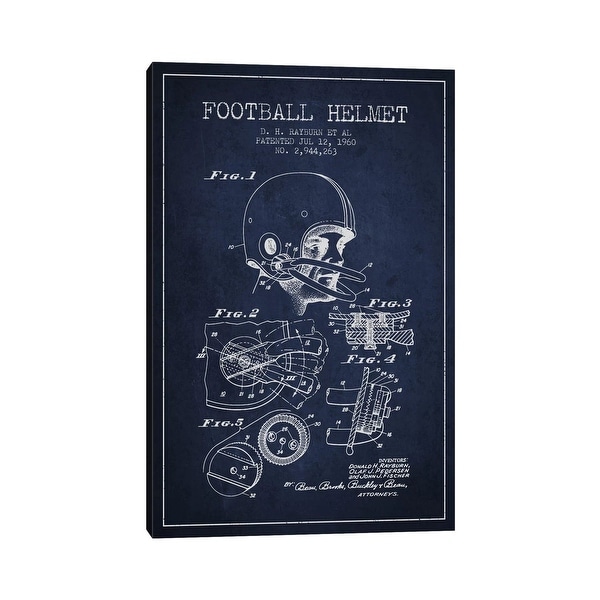 iCanvas "Football Helmet Navy Blue Patent Blueprint" by Aged Pixel Canvas Print. Opens flyout.