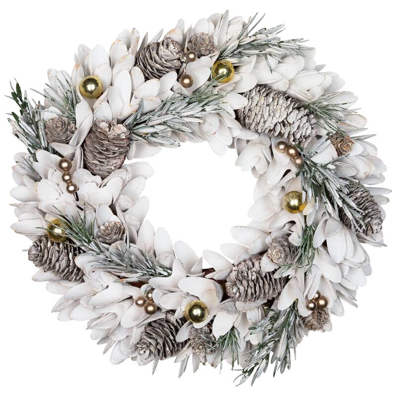 Frosted Pinecone and Pine Sprigs Artificial Christmas Wreath - 14" - Unlit