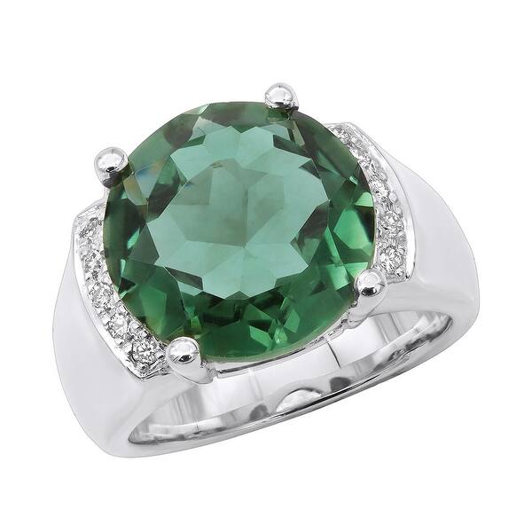1/8 TDW White Gold Genuine Emerald and Diamond Ring 1/8 TDW White Gold Genuine Emerald and Diamond Ring