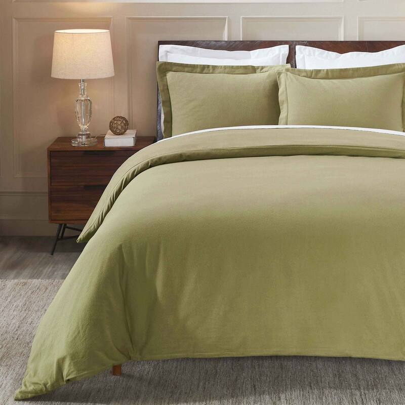 Blue Nile Mills Solid Flannel Cotton Duvet Cover Set