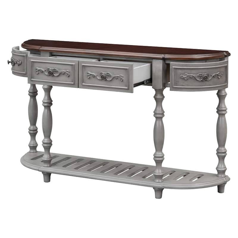 Merax Curved Console Table with 4 Drawers and 1 Shelf