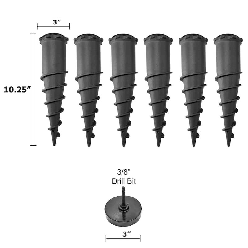 Ground Spike Anchor Kit - 2 4 or 6 Pack with Drill Chuck