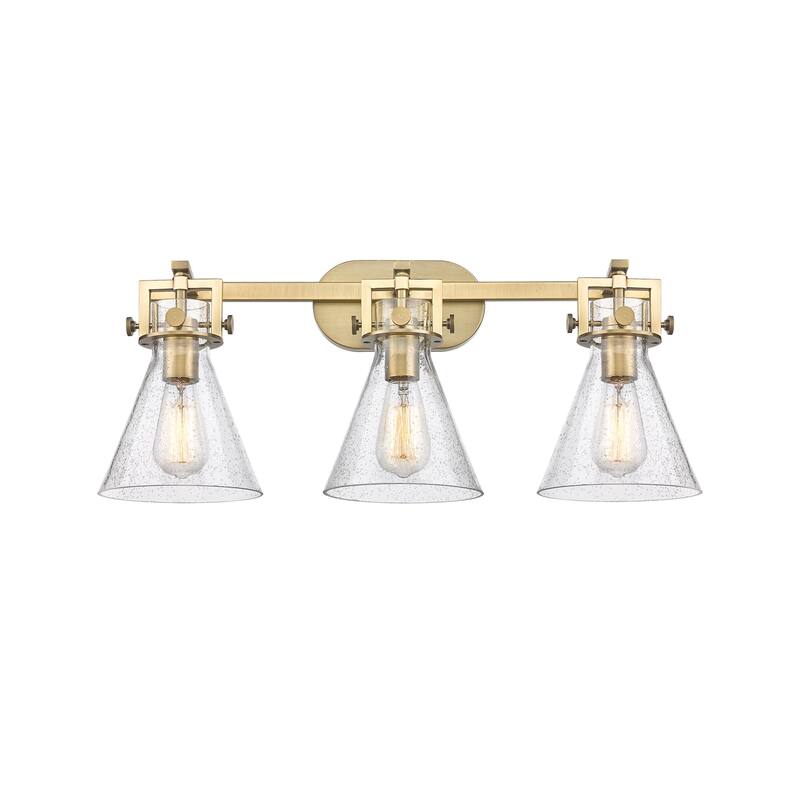 Innovations Lighting 411-3W-12-27 Newton Cone Vanity Newton Cone 3 - Brushed Brass / Seedy