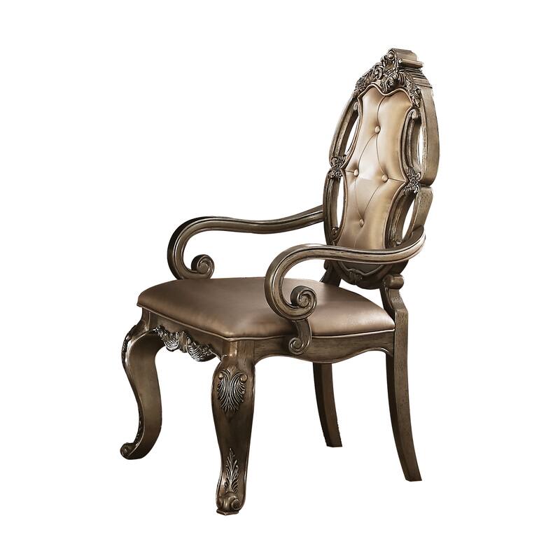 Vintage and Vintage Oak Tufted Arm Chair (Set of 2)