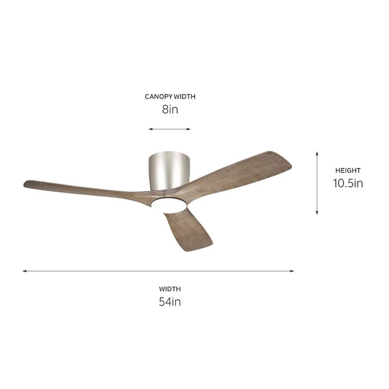 Kichler Lighting Volos 54 inch Integrated LED Indoor Brushed Nickel Flush Mount Ceiling Fan