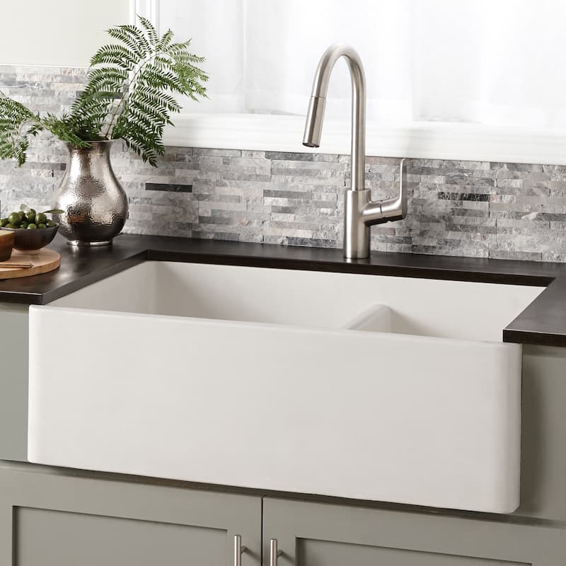 Farmhouse 33-inch Double Bowl NativeStone Kitchen Sink - 33" x 21" x 10.25"