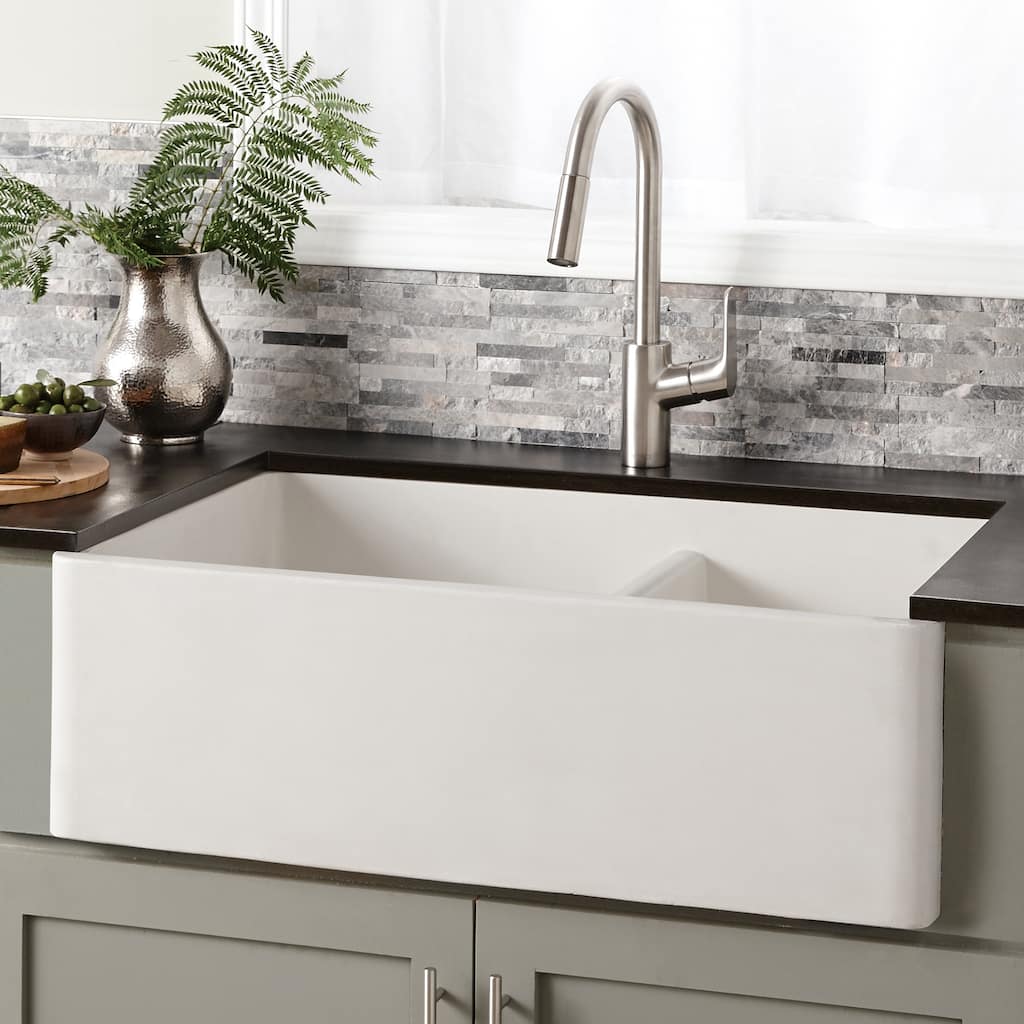 Farmhouse 33-inch Double Bowl NativeStone Kitchen Sink - 33" x 21" x 10.25"