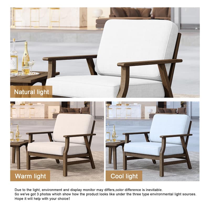 Jamie 2 Set 31" W Outdoor Acacia Wood Club Chairs with Cushions