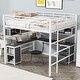 preview thumbnail 15 of 26, Full Size Loft Bed with Bookcase & Cabinet, Metal Loft Bed with L -shaped Built-in Desk, Metal Bed Frame for Kids, Teens, Adults White