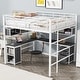 preview thumbnail 16 of 26, Minimalist Style Full Size Metal Loft Kids Bed with Bookcase,Desk,Ladder,Guardrail and Cabinet