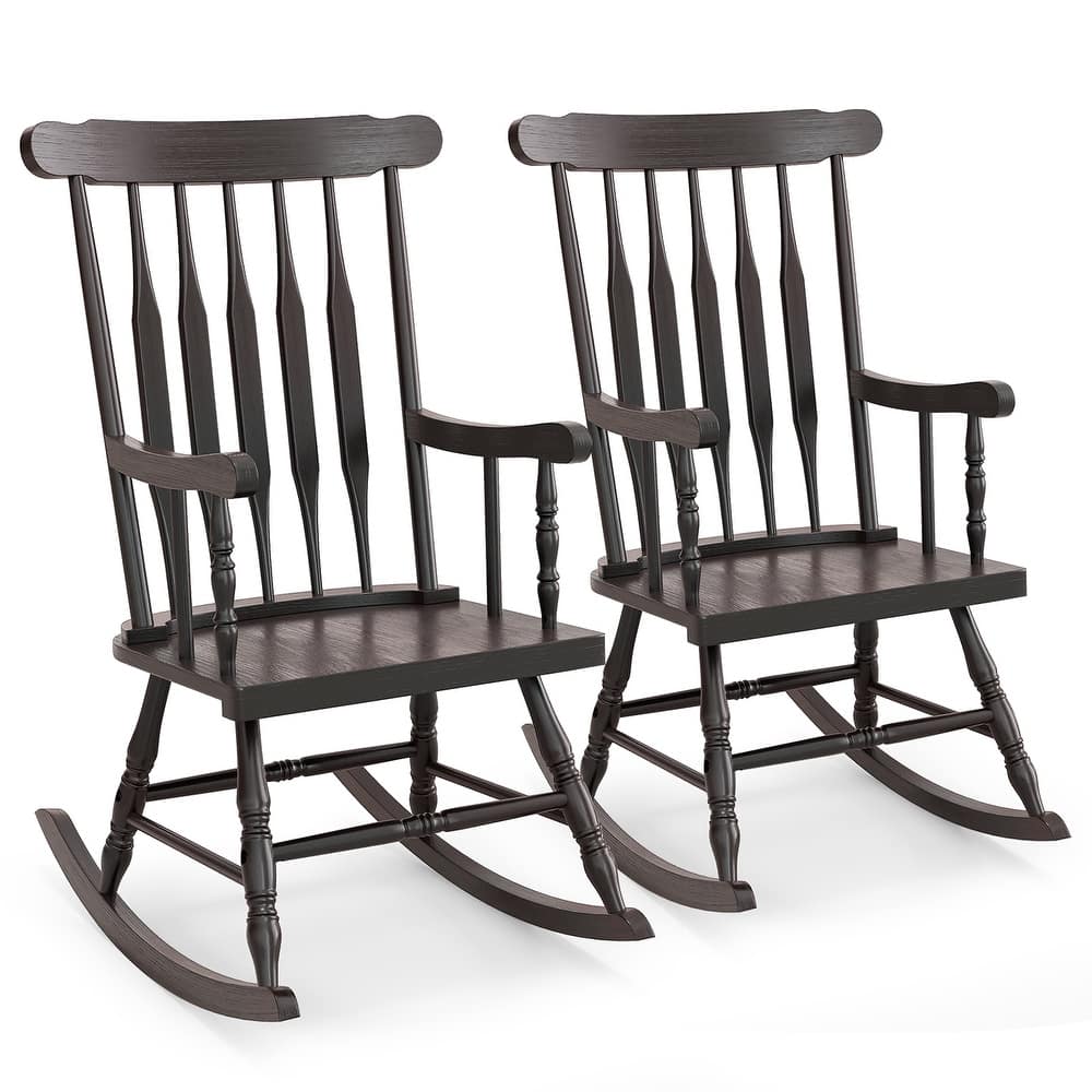 Costway Set of 2 Wood Rocking Chair Glossy Finish - See Details