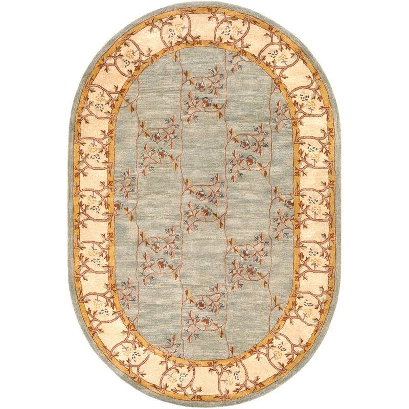 Livabliss Transitional Caesar Border Area Rug - 6' x 9' Oval - Green/Beige