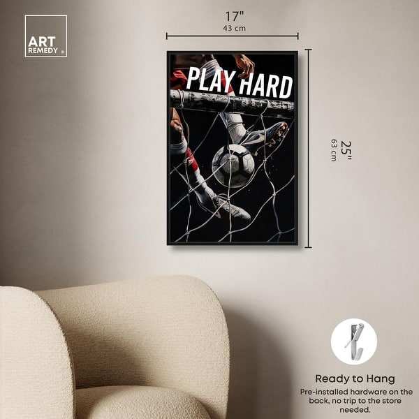 dimension image slide 15 of 24, Play Hard Soccer Canvas Mancave Art by Art Remedy