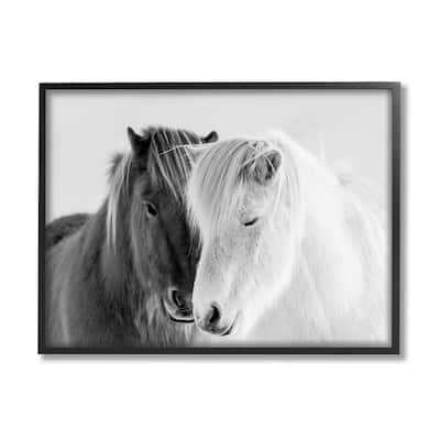 Stupell Wild Horse Animal Pair Black White Southwestern Photograph Framed Wall Art - Grey
