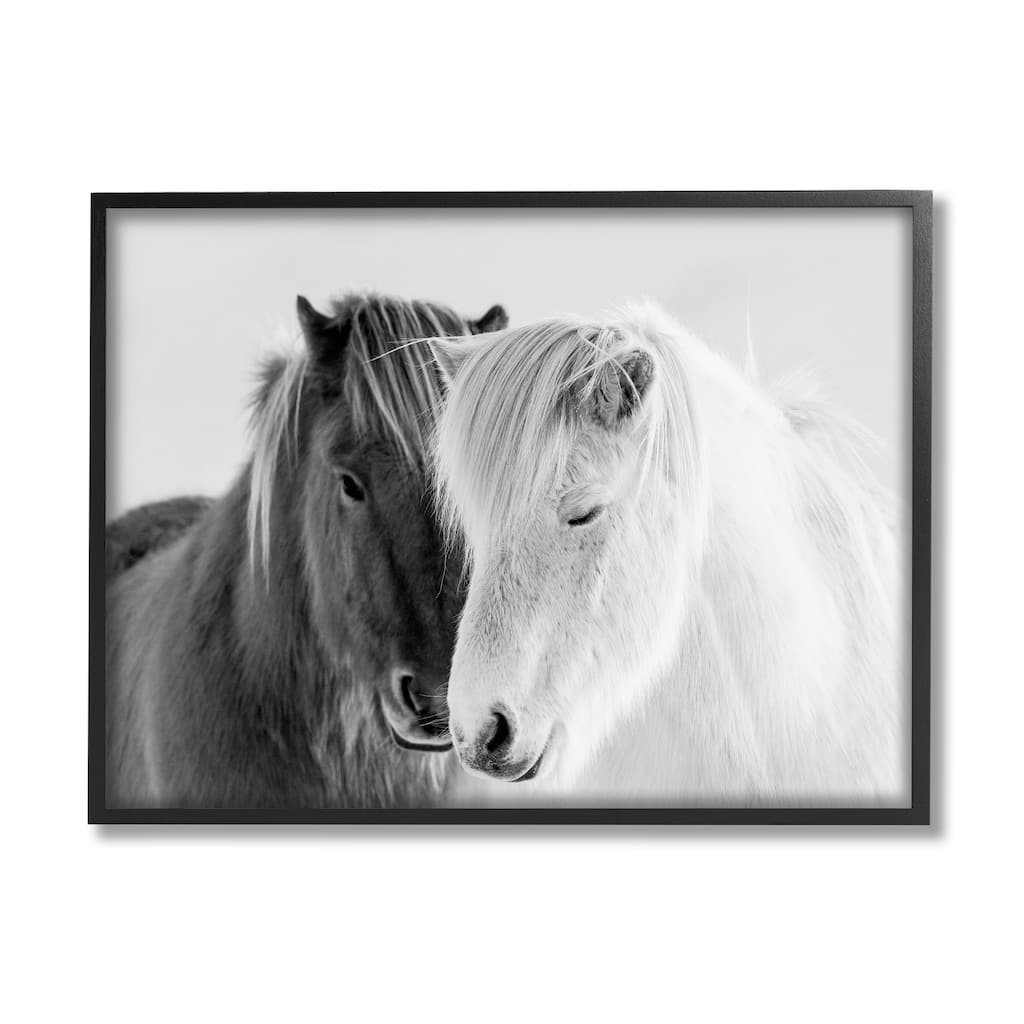 Stupell Wild Horse Animal Pair Black White Southwestern Photograph Framed Wall Art - Grey