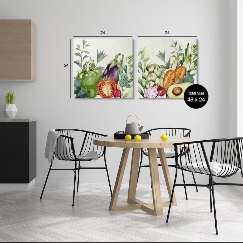 Stupell Country Harvest Vegetables Canvas Wall Art Design By Kim Allen (Set of 2)