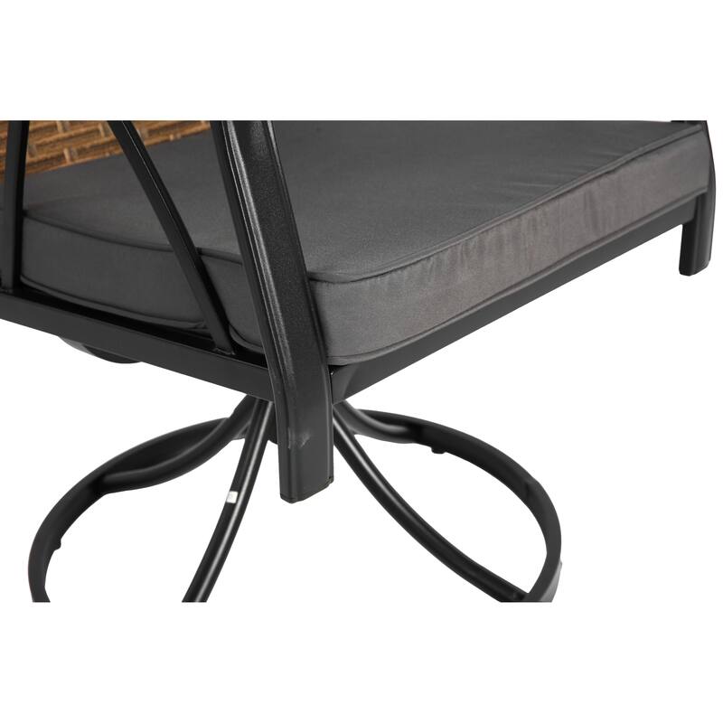 5 Piece Patio Dining Set for 4 with 4 Cushions Swivel Rocker Chairs, Steel Table Top, Removable Cushions for Backyard