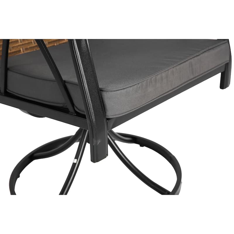 Outdoor Wicker Furniture Set 5 Piece Patio Dining Set for 4 with 4 Cushions Swivel Rocker Chairs