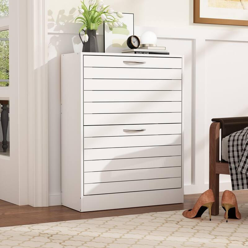 FUFU&GAGA 2 Tiers Shoe Rack Cabinet Shoe Cabinet Space-Saving