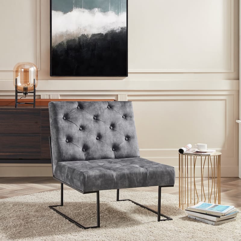 Corvus Savannah Tufted Velvet Upholstered Lounge Accent Chair