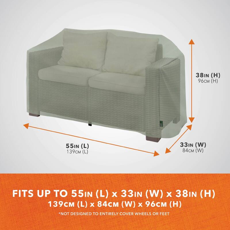 Modern Leisure Basics Patio Loveseat Cover, Small, 55"L X 33"W X 38"H, 2-Pack, Sage - 55"L x 33"W x 38"H