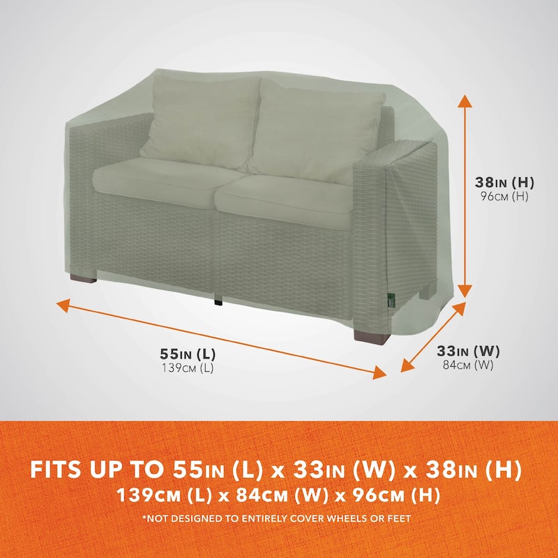 Modern Leisure Basics Patio Loveseat Cover, Small, 55"L X 33"W X 38"H, Sage - 55"L x 33"W x 38"H