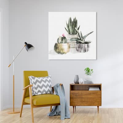 Wynwood Studio 'Succulent Collection' Floral and Botanical Wall Art Canvas Print Botanicals - Green, Gold