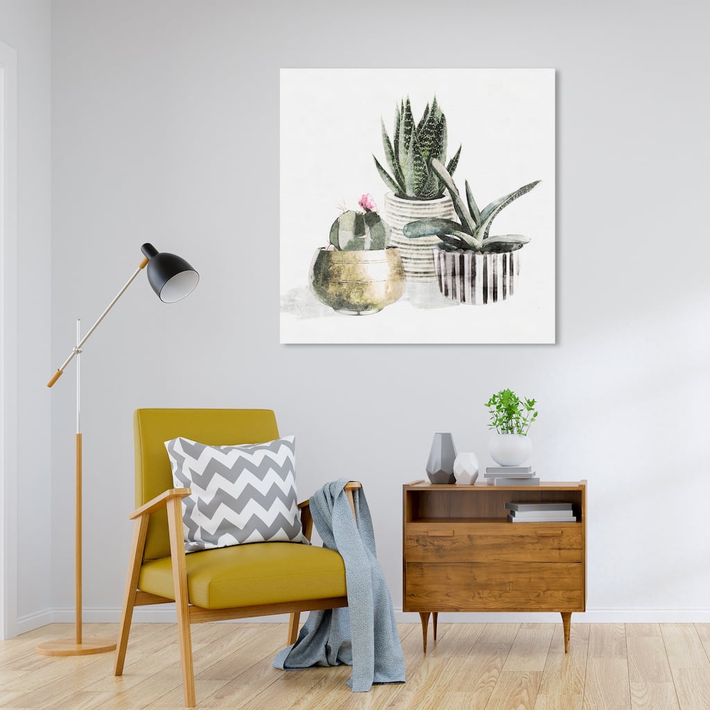 Wynwood Studio 'Succulent Collection' Floral and Botanical Wall Art Canvas Print Botanicals - Green, Gold