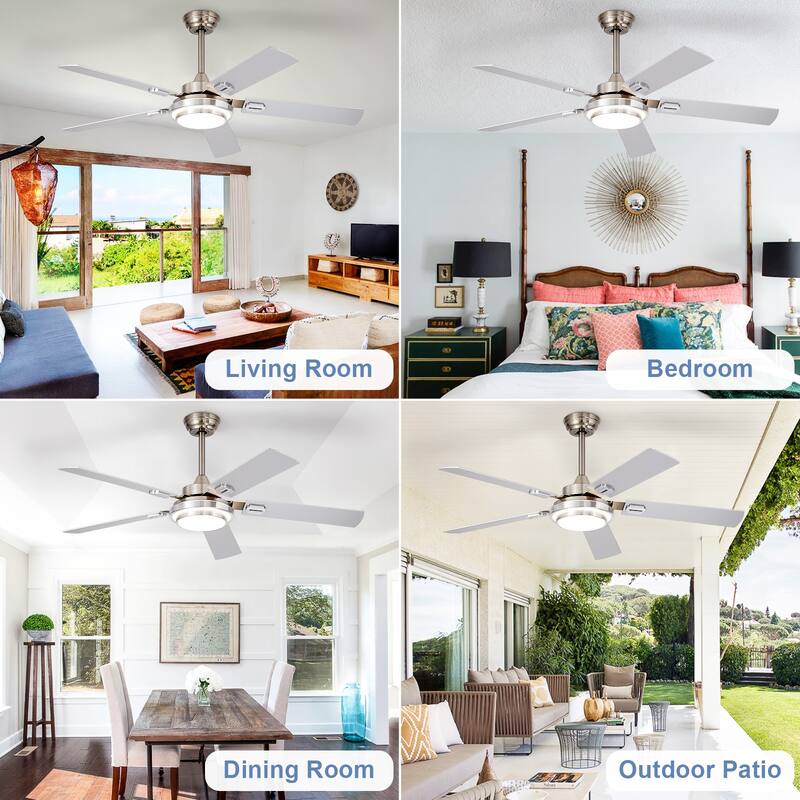 42-52Inch Ceiling Fan with Light: with 5 Blades Dual Finish Reversible - with Remote Control for Living Room Outdoor Patios