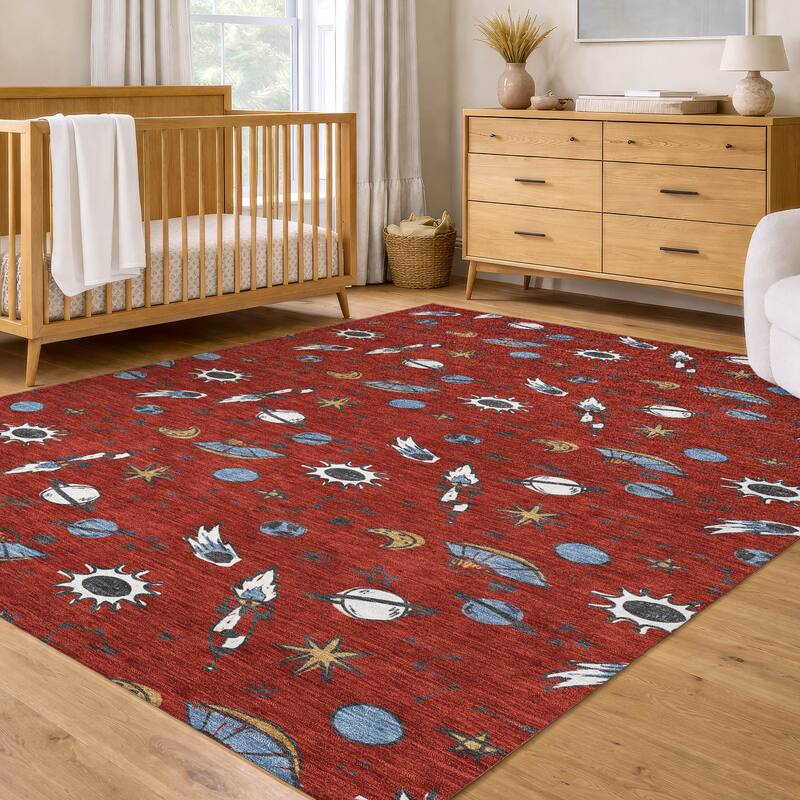 Machine Washable Indoor/ Outdoor Spaceship Chantille Rug