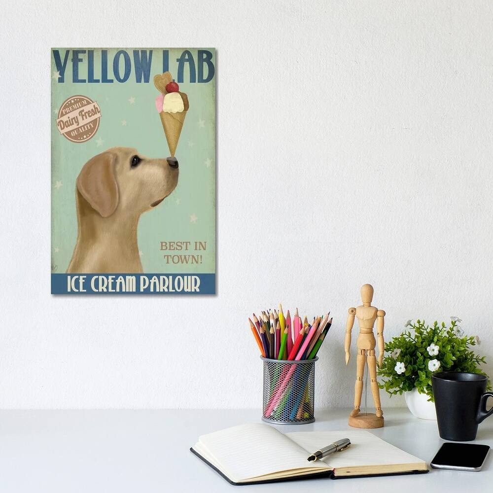iCanvas "Yellow Labrador Ice Cream" by Fab Funky Canvas Print
