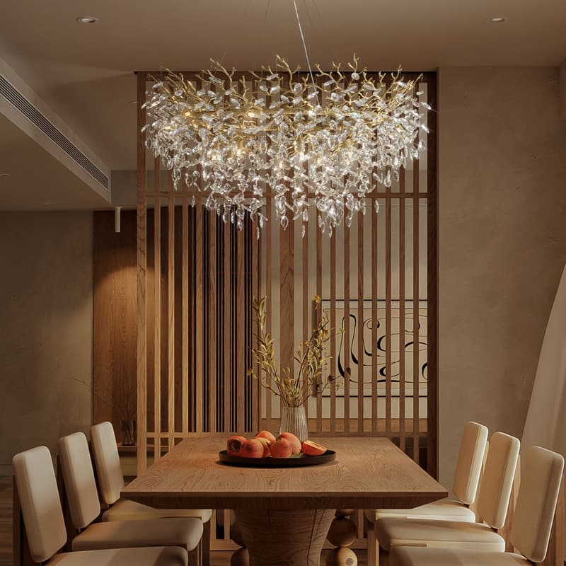 Modern Round Branch Crystal Chandelier, 600-1200mm Diameter, Marquise Cut Crystal Pendant Light