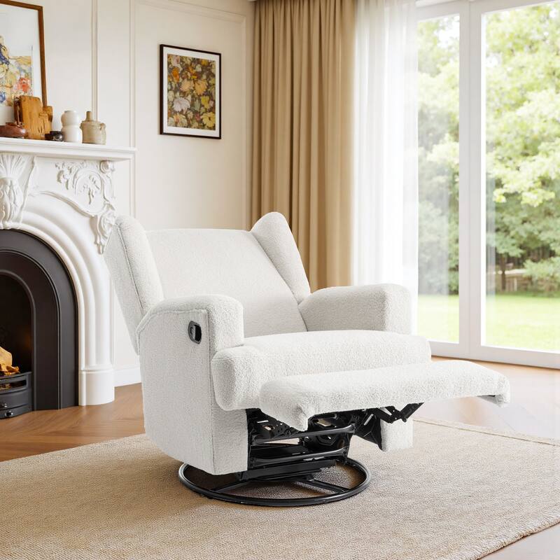 UIXE Upholstered Chenille/Boucle Swivel Glider Rocker Recliner