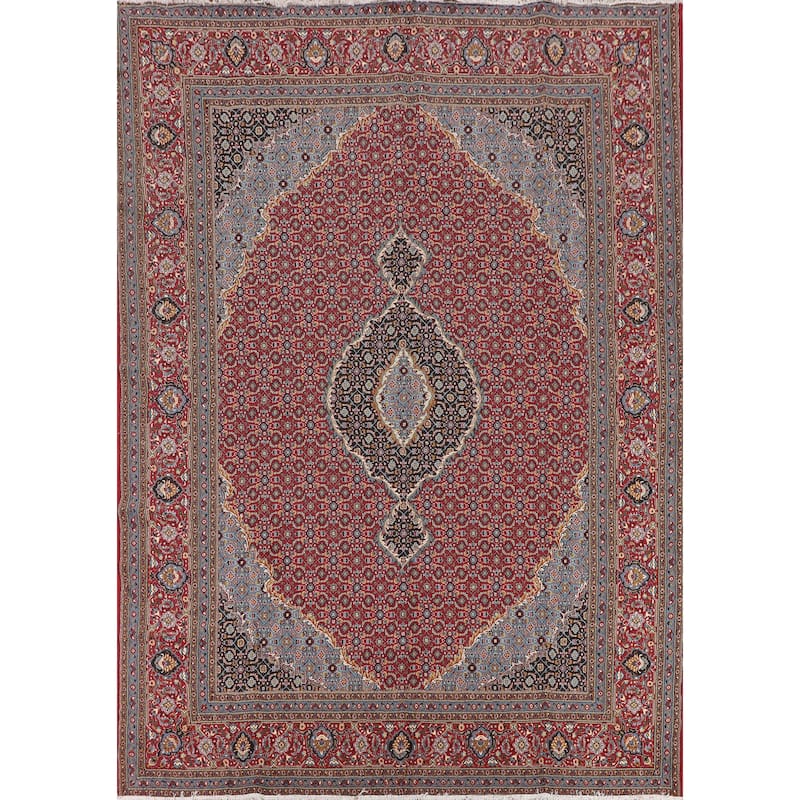 Red Geometric Tabriz Turkish Area Rug Machine Made Carpet - 9'7" x 12'7"