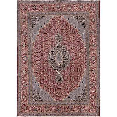 Red Geometric Tabriz Turkish Area Rug Machine Made Carpet - 9'7" x 12'7"