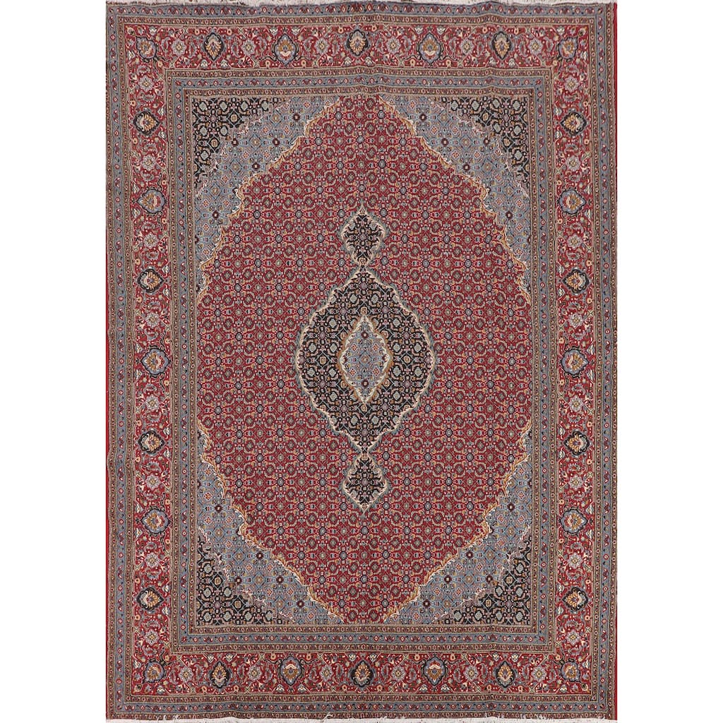 Red Geometric Tabriz Turkish Area Rug Machine Made Carpet - 9'7" x 12'7"