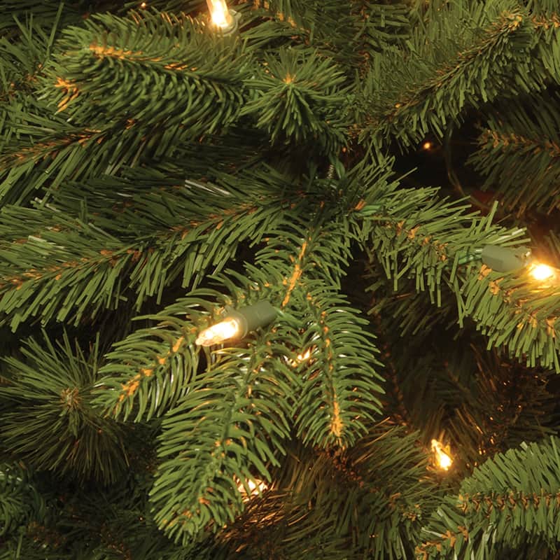 National Tree Company 12 ft. Ridgewood Spruce Slim Tree with Dual Color® LED Lights