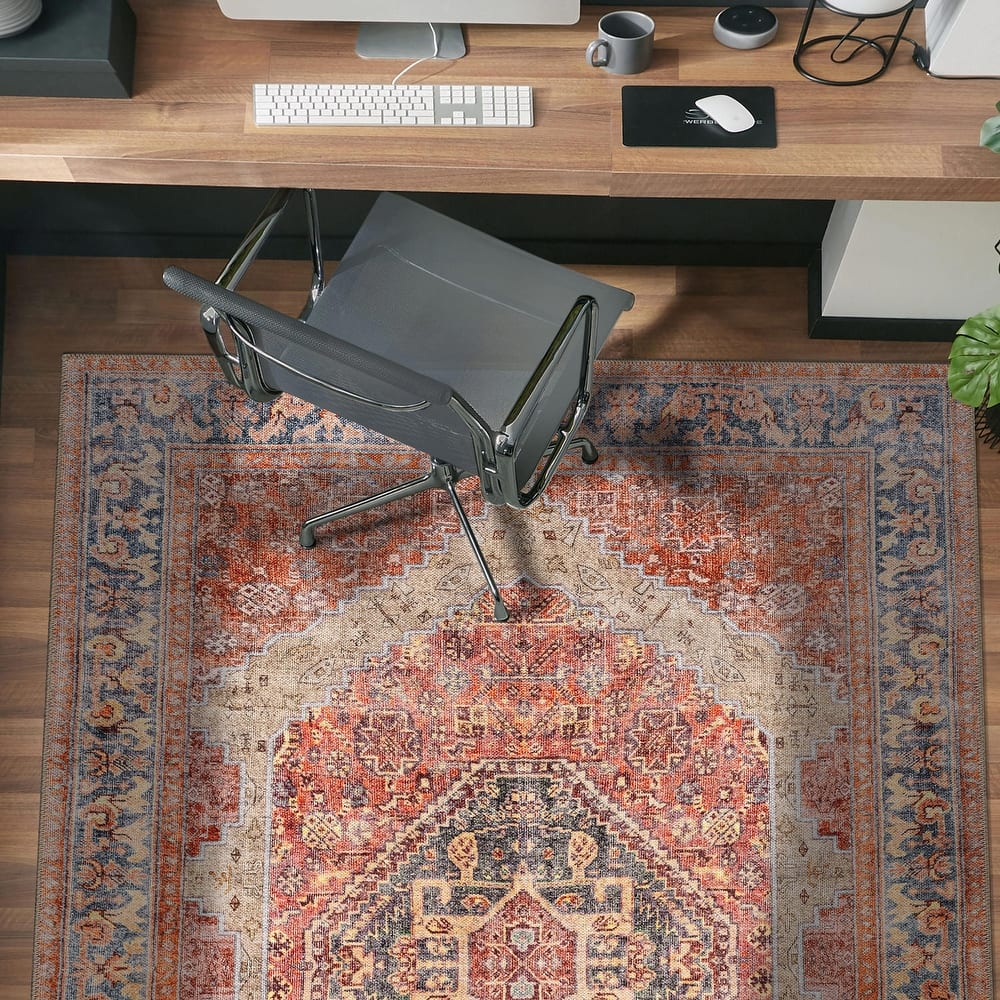 World Rug Gallery Medallion Flat Pile Washable Area Rug