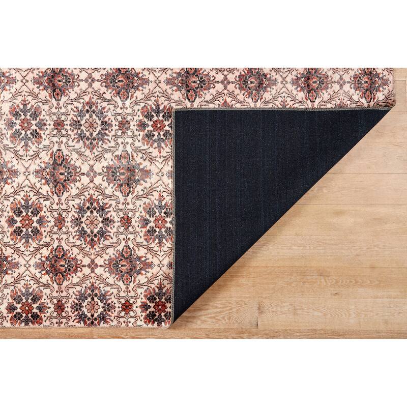 Terra by Obeetee Bergen Floral Tile Beige Rug