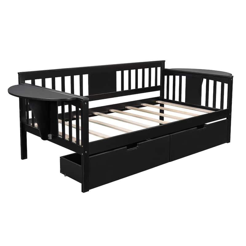 Daybed with 2 Drawers and Wood Slat Support