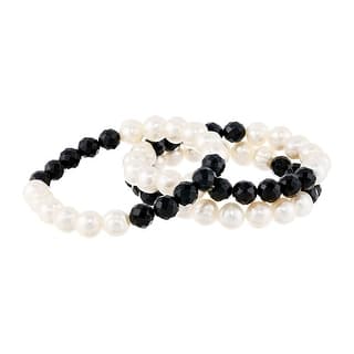 Honora Bracelets Find Great Jewelry Deals Ping At Honora 8 Mm Natural Onyx 9 10 Freshwater Pearl Stacking Stretch Bracelets